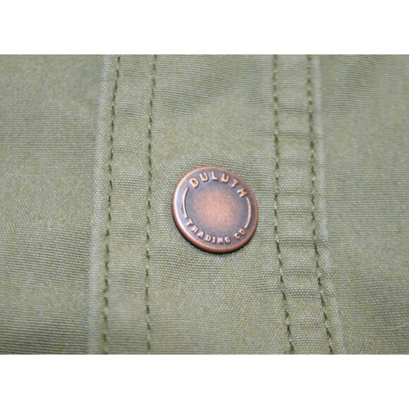 Duluth Trading Mens XL Warden Waxed Canvas Shirt Jac Green Workwear Chore Jacket - Picture 6 of 13